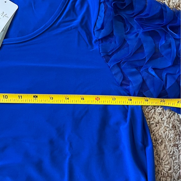 NWT Nina Leonard Mesh Textured Balloon Sleeve Mini Trapeze Dress Sz L - Picture 11 of 15